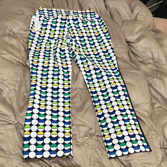 Kinona Mod Dot Crop Golf Pants with Navy Stripe Small - Picture 8 of 10